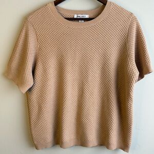 Nine West Jeans XL Tan Textured Knit Sweater Top | Short Sleeve Pullover